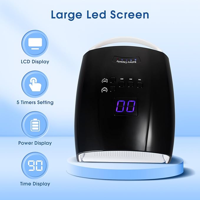 48 Watt UV LED Nail Lamp Rechargeable Cordless Gel UV Light for Nails, Professional Nail Dryer with 5 Timer Setting & Auto Sensor,Wireless Fast UV Nail Light Curing Lamp for Salon & Home
