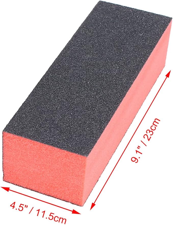 uxcell Sponge Nail File and Buffer Set, 4 Way Nail Buffer Sanding Block Manicure File Polishing Smooth Tool Kits, 10 PCS Nail Buffing Grinding Polisher File for Salon Home Use, Black Red