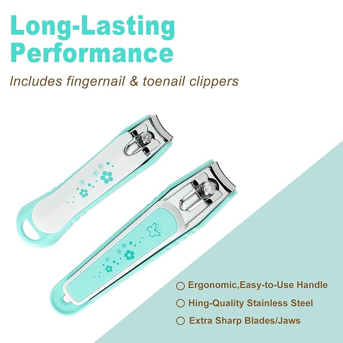 PAFASON Ultra Sharp Stainless Steel Nail Clipper Trimmer Cutter Set with Built-in Nail Catcher & Nail File 2 Pack Fingernail & Toenail Clippers for Men & Women