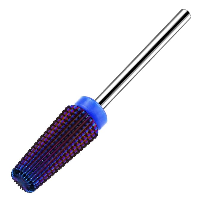 Lavinda 5 in 1 Medium Grit Nail Drill Bit Multi-Function Carbide for Acrylic Fill Cuticle Work Gel Removal Left Right Handed Nail Tech Essential 3/32" (Medium, Purple)