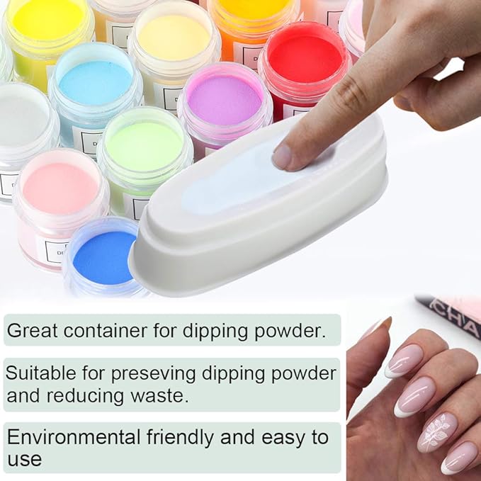 EBANKU Dip Powder Tray, French Nail Dip Tray Nail Dipping Powder Container Tray with Dip Powder Brush