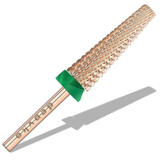 Depvko Super Long 5 in 1 Nail Drill Bits, 3/32'' Carbide Tungsten Bits, Two Way Rotate Professional Advanced Safety Bits for Nail, Fast Remove for Manicure Pedicure (Long 5in1-Rose Gold, Coarse-C)