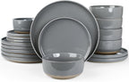 Famiware Milkyway 18-Piece Stoneware Dinnerware Set, Dark Gray | Plates and by Famiware