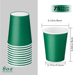 75 Pack 8 oz Disposable Coffee Cups, Paper Coffee Cups-Green | Paper Hot Cups - Image 2