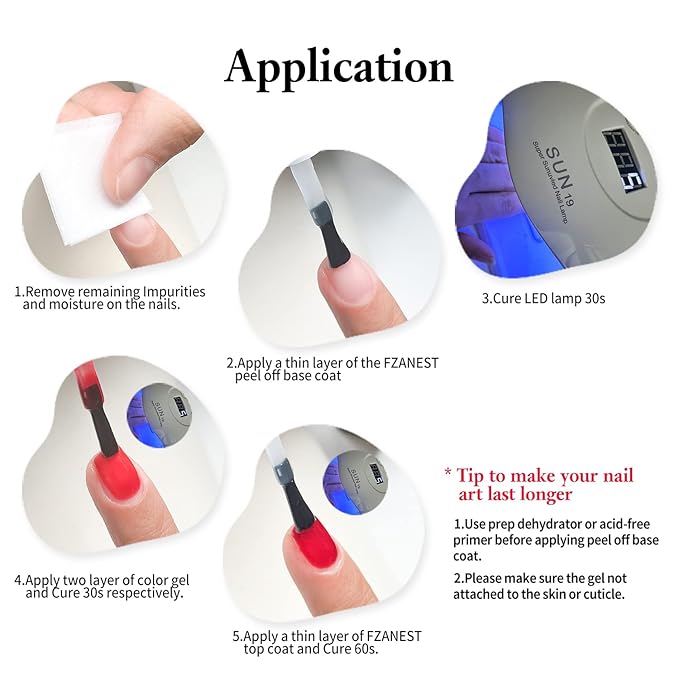 FZANEST Peel Off Gel Base Coat For Gel Nail Polish,15ml UV LED Light Peelabel Base Nail Polish Non Toxic Vegan Cruelty Free