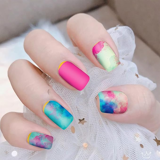 WOKOTO 12 Sheets Glitter Gradient Nail Polish Stickers for Women Marble Nail Stickers Full Nail Wraps Stickers for Nails Gel Nail Polish Strips Stick On Nails for Women Girls Gel Nail Strips