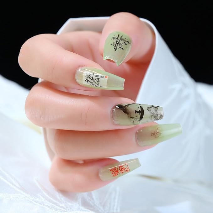 DANNEASY 30 Rolls Nail Art Foil Transfer, Landscape Painting Nail Foil Wraps Bamboo, Flowers, Cranes, Plum Blossoms Stickers Starry Sky Holographic Nail Foils for Women Nails Supplies