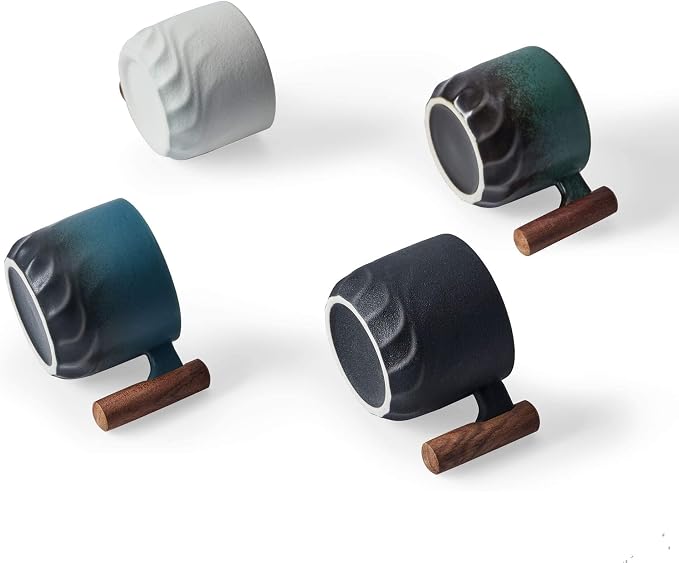 Ceramic Espresso Cups with Wooden Handle Espresso Shot Cups Ceramic Tea Cups - Image 5