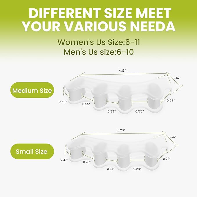 Bukihome Toe Separators, 4 Pair Soft Gel Toe Spacers to Correct Bunions, Toe Stretcher for Therapeutic Relief from Plantar Fasciitis, Foot Pain for Women & Men,Transparent Color+M