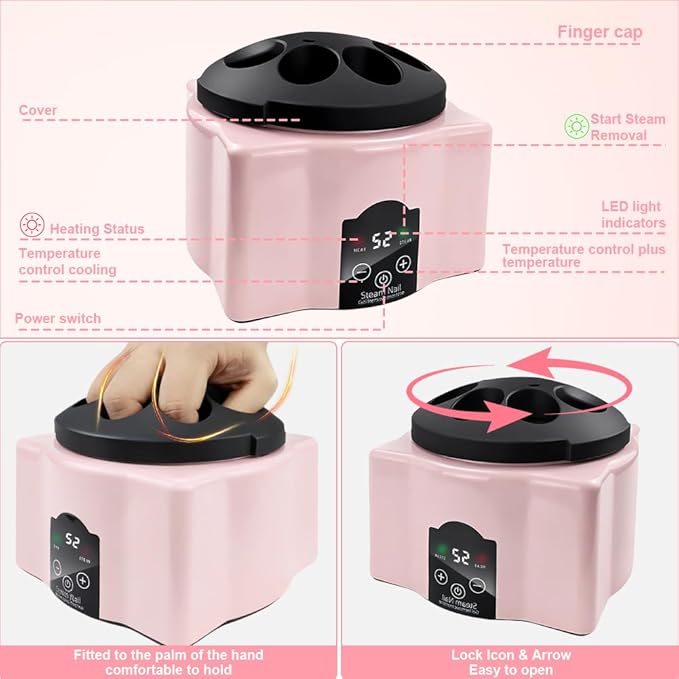 Nail Soaking Bowl with Nail Care Kit, Abnaok Gel Nail Polish Remover Machine Nail Steamer Remover Gel Polish Removal Electric Acrylic Nail Remover Soak off Bowl for Salon Home