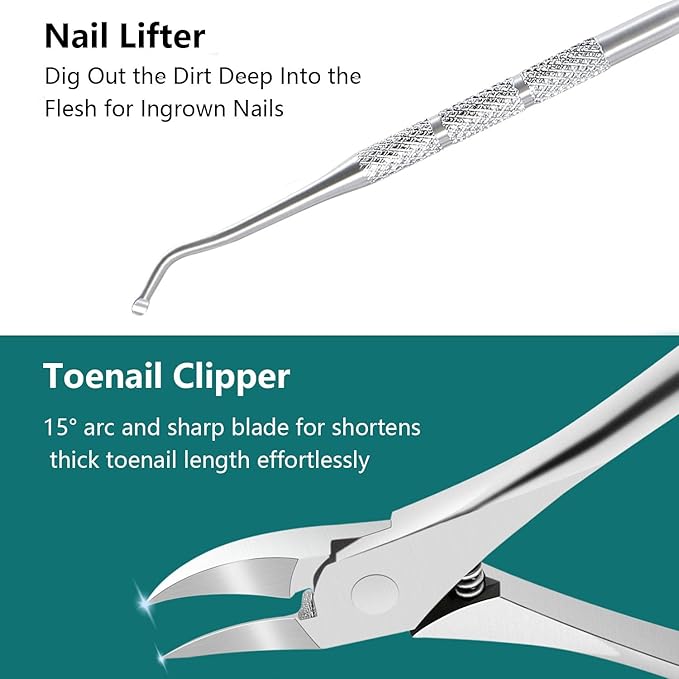 Ingrown Toenail Removal Kit, Pedicure Tools Kit Professional Knife Set Stainless Steel Ingrown Toenail Tool Foot Care Tools Nail Cuticle Remover (6 Pcs Set)