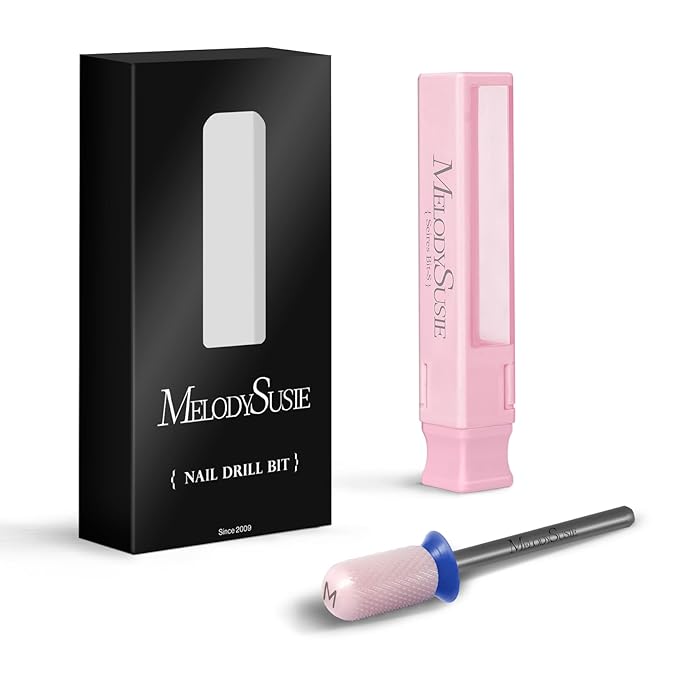 MelodySusie Ceramic Nail Drill Bit, 3/32'' Smooth Round Top Large Barrel Bits, Suitable for Manicure Pedicure Cuticle Gel Polishing, Beginners Bits, Pink, Series Bit-S, Medium