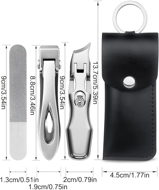 Nail Clipper Set,Straight Blade Nail Clippers for Thick Toenails, Professional Stainless Steel Fingernail Toenail Clippers for Men