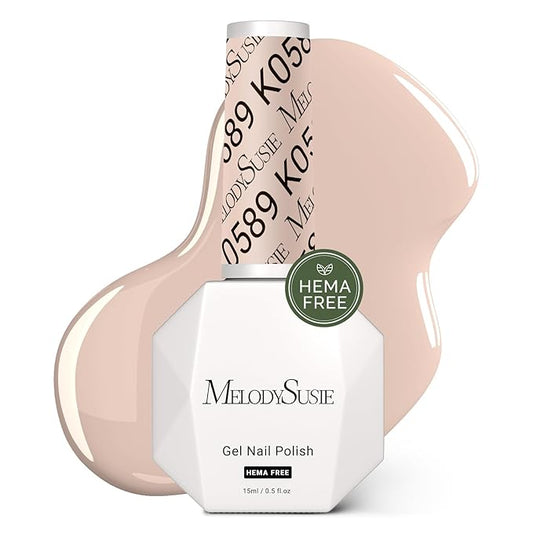MelodySusie Hema Free Gel Nail Polish, 0.5 Fl Oz Thick Beige Nude Pink Gel Polish, Non-Toxic, Long Lasting, Soak Off UV Nail Polish, Manicure Nail Design Salon DIY Nail Art at Home K0589