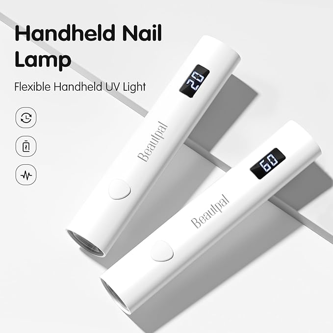 BEAUTPAL Handheld UV Light for Nails Cordless Mini Nail Dryer Flexible Gooseneck LED Light with LCD Screen Rechargeable USB Gel Nail Lamp Fast Curing for Home DIY Manicure