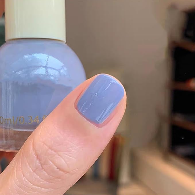 COSMOO Grey Blue Quick Dry Nail Polish, Vegan Chip-Resistant Long-Lasting Nail Lacquer for Nail Art Varnish, 0.34 fl oz (Grey blue)