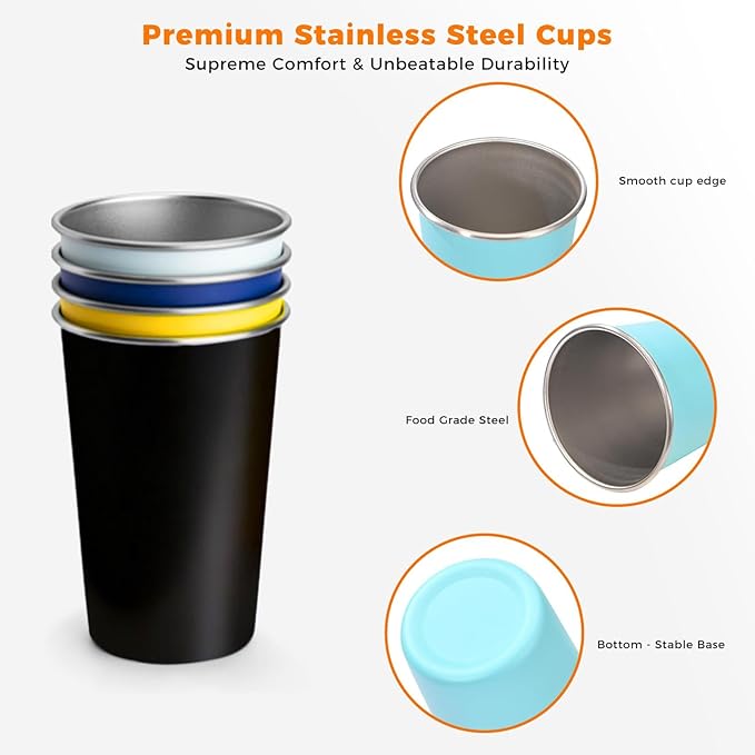 16 Pack Stainless Steel Cups 16oz - Image 3