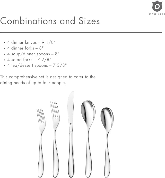 Silverware Set for 4 | 18/10 Stainless Steel Flatware Set | Mirror Finish - Image 8