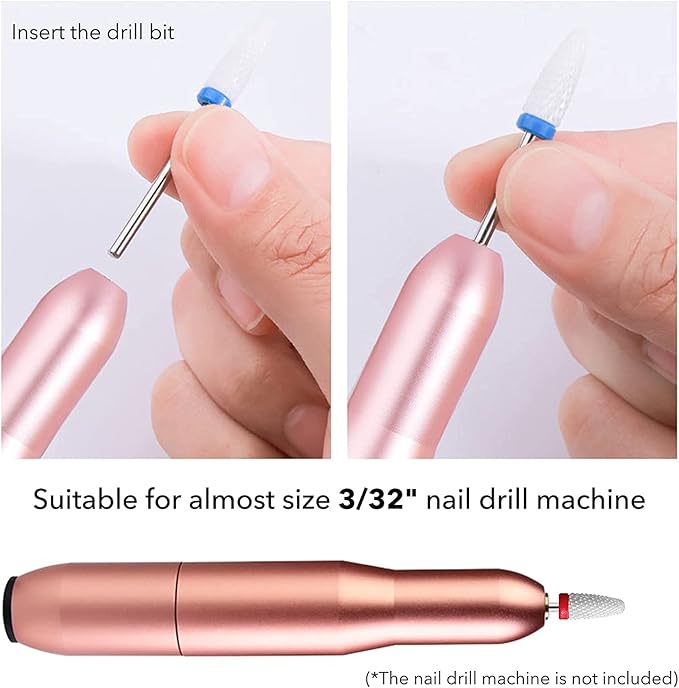 10Pcs Ceramic Nail Drill Bits Attachments Professional Nail Cutter Bits Gel Nails Release Accessories Removal Gel Acrylic Cuticle Drill Bits for Manicure Pedicure