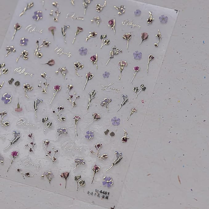 Flower Nail Stickers 5D Embossed Rose Flower Nail Decals 1PCS Gold Rose Sticker for Nails Self-Adhesive Spring Summer Floral Nails Stickers Nail Art Supplies for Women Manicure Nail Art Decorations
