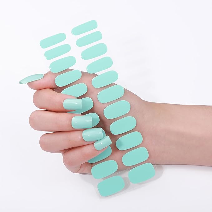 Nail Stickers, Gel Nail Strips with Manicure Tool Kit, 22 Pieces, Long Lasting, Chip Resistant, UV Free, Emerald Green
