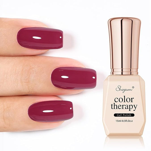 15ml Red Rose Gel Nail Polish, Dark Red Color Soak Off UV LED Nail Gel Polish Nail Art Starter Manicure Salon DIY at Home, 0.51 OZ