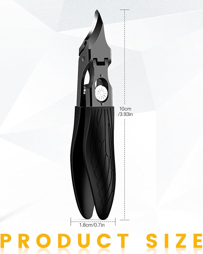 BEZOX Curved Toe Nail Clippers for Ingrown & Thick Nails - Stylish Heavy Duty Toenails Clipper for Seniors, Angled Precision Blade Fingernails Clipper - Black
