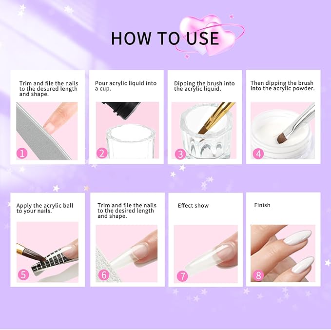 Nail Acrylic Powder Set 18 Colors DIY Nail Art Acrylic for Nails Sparkling AcrylicNails Great for Home Manicure Professional Quality Nail Art Supplies