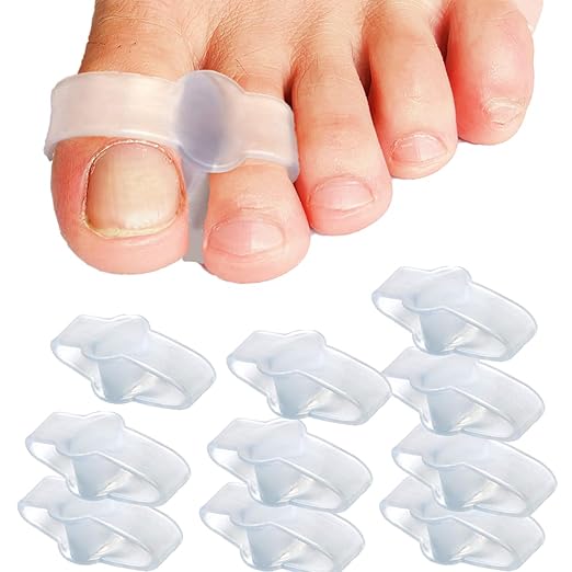 10 Pieces Bunion Corrector for Overlapping Toes, Silicone Toe Separators with 2 Loops, Big Toe Spacer Suitable for Bunion and Corrector and Spacer