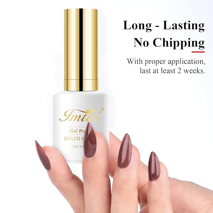 Imtiti Gel Nail Polish,1 Pcs 0.5 Fl Oz Coffee Brown Gel Polish No Need Base and Top Coat 3 in i One Step Gel Nail Polish Kit, Soak Off LED U V Nail Gel Polish Nail Art Starter Manicure Salon Gel Nail Kit for Women Girls