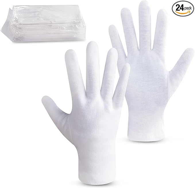 HandLove Premium 100% Cotton Gloves | Moisturizing Gloves for Dry Hands & Eczema | Overnight Sleeping Gloves, Eczema Gloves | Pure White, 12 Pairs