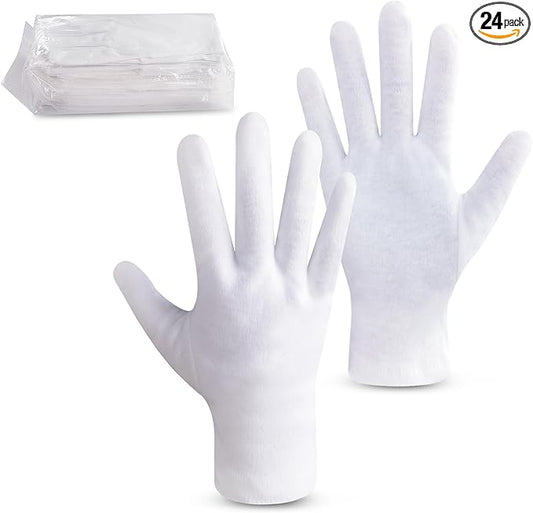 HandLove Premium 100% Cotton Gloves | Moisturizing Gloves for Dry Hands & Eczema | Overnight Sleeping Gloves, Eczema Gloves | Pure White, 12 Pairs