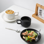 Rock Texture Embossed Ceramic Coffee Set, 6 oz | Tea Set, Cappuccino Espresso - Image 7