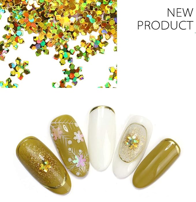 Nail Art DIY Snowflakes Glitter Sequins 3D Christmas Flower Flakes 12 Colors