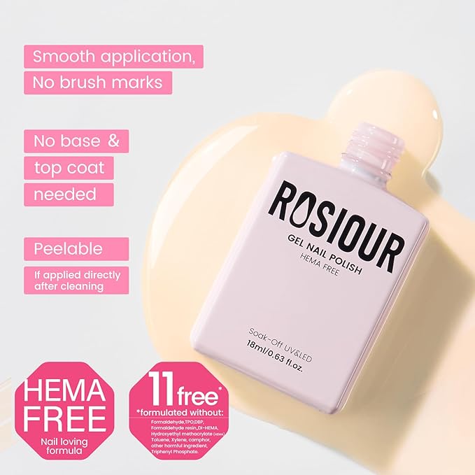 HEMA and TPO Free Gel Nail Polish Kit with U V Light, Pale Nude One Step Gel Nail Polish 3-in-1, No Need Base and Top Coat Nail Kit with Everything, Nail Starter Manicure Tools Gifts for Women