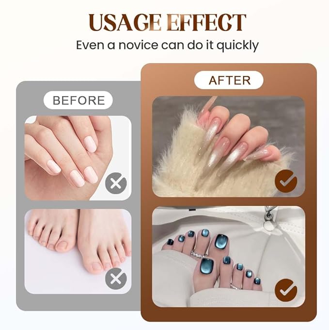 Cat Eye Magnet for Nails, 2026 New Double-head Magnet Wand with Round Nail Magnet Beads Nail Polish Magnet Pen Magnetic Cat Eye Gel Polish Nail Design Tool for Home DIY, Salon, Rose Gold (Grey)