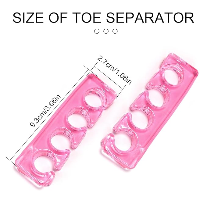 Toe Separators Gel Silicone Toe Separators for Pedicure Repeatable Washable Toenail Dividers Soft Gel Toe Spacers Pedicure Kit for Nail Polish Application & Foot Relief, 2 Pairs