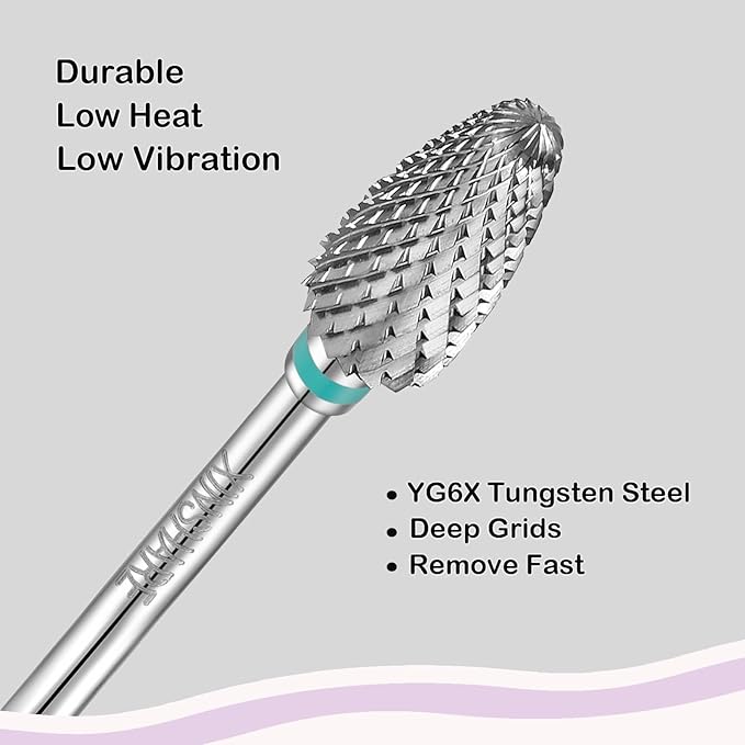 Nail Drill Bits 3/32" Carbide Professional Safety Tungsten Nail File Cone Drill Bit for Acrylic Nail Gel Cuticle cleaner Manicure Pedicure Nail Polishing, Beginner Salon, Coarse