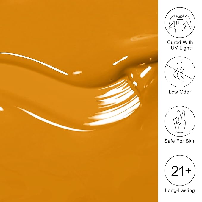 Imtiti Orange Gel Nail Polish, Pumpkin Orange Gel Polish High Gloss Soak Off UV LED Autumn Winter Art Manicure Salon DIY Design 10ML