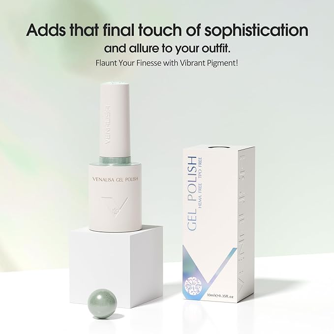VENALISA Eggshell Green Glitter Gel Nail Polish 1 Pcs 10ML Soak Off Salon Manicure DIY at Home Nail Art For Girls Women