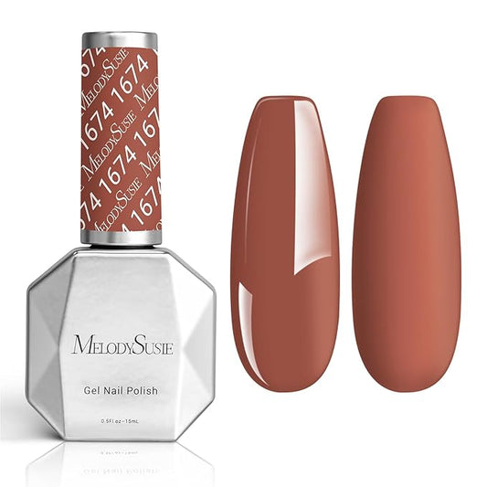 MelodySusie Thick Red Brown Gel Nail Polish,0.5fl oz Nails Soak Off UV LED Light Brown Gel Polish Christmas Gift for Women Nail Art Manicure Salon DIY Nail Design Decoration at Home-A1808