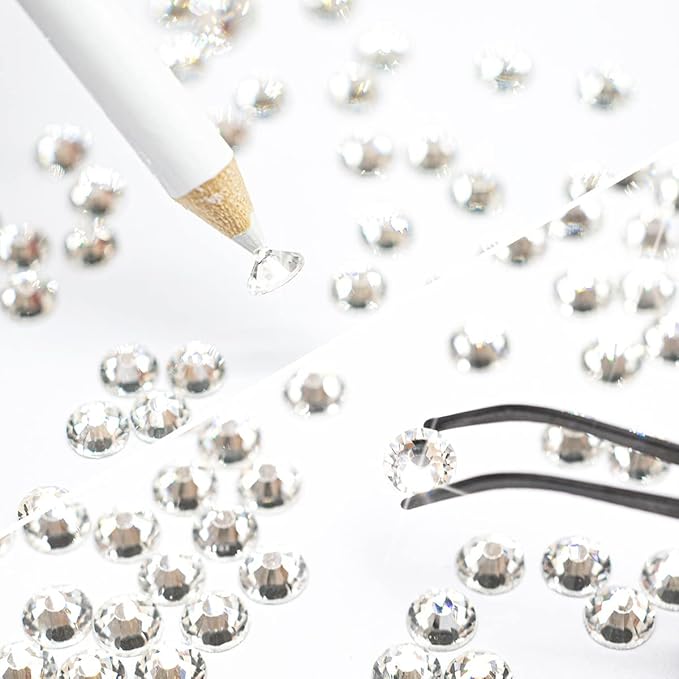 4010Pcs Crystal Clear Rhinestones, Crystal White Nail Rhinestones for Makeup K9 Glass 6 Sizes (1.6-6mm) to SS30 Round Flatback Nail Gems Stones Jewels Non-Hotfix Nail Charms for Nails Eyes Face Crafts