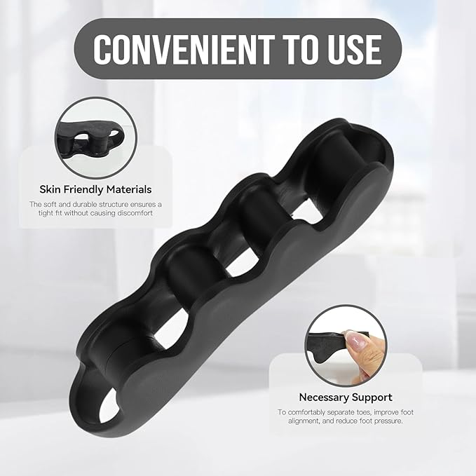 Toe Spacers - 2 Pcs Bunion Corrector, Toe Separators for Men & Women, Yoga Toes for Plantar Fasciitis, Hammer Toe Straightener, Foot Pain Relief