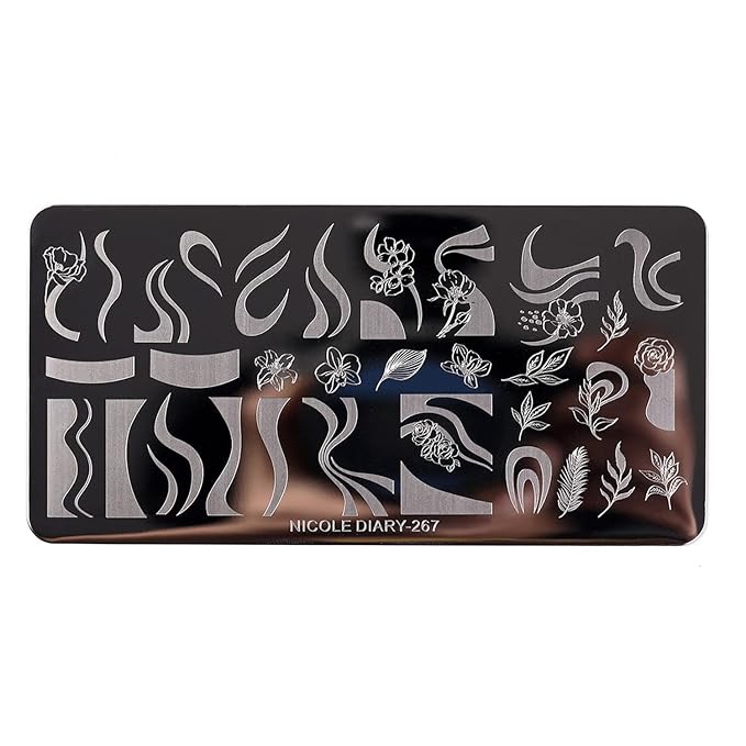 Nail Stamping Plates French Wavy Striped Tip Leaf Nail Stamp Templates Stainless Polish Gel Template Nail Design Stencil Tools （1 Pcs）