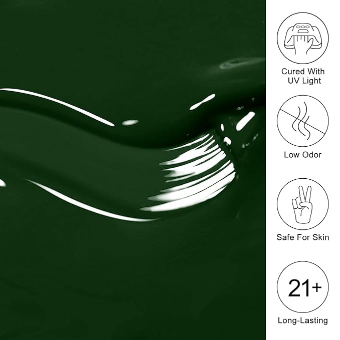 Imtiti Green Gel Nail Polish, Emerald Green Gel Polish High Gloss Soak Off UV LED Autumn Winter Art Manicure Salon DIY Design 10ML