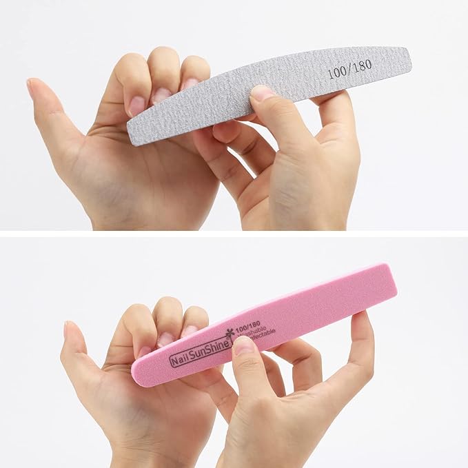 35 Count 100/180 Grit Nail Files and Buffers Set, Double Sided Emery Boards Washable Buffing Blocks for Natural Nails and Acrylic Nails