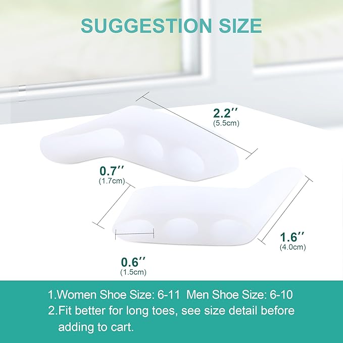 Welnove Gel Pinky Toe Separators - 8 Pack Pinky Toe Spacers, Bunion Cushions Pads for Women＆Men, Silicone Little Toe Protectors for Preventing Rubbing & Relieve Pressure(White)