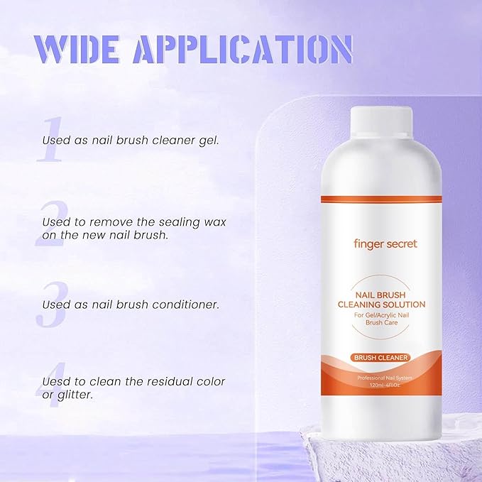 Nail Brush Cleaner Acrylic Nail Brush Cleaner Professional Efficient Painting Brush Cleaning Solution Acrylic Solution120ml/4floz painting Brush Restorer For Nail Gel Nail Art Brushes