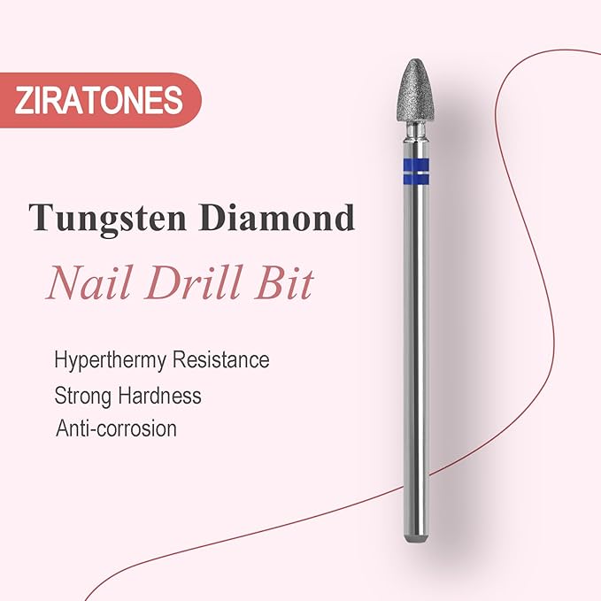 Diamond Nail Drill Bits Pro Cuticle Drill Bit Nail Buffer Bit Russian Electric Bits for Under Nail Dead Skin Cleaning Cuticle Remove Nail Art Design Manicure and Pedicure (Medium)