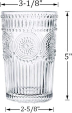 Kingrol Embossed Vintage Drinking Glasses Set of 6, 12 oz Textured Glass - Image 2